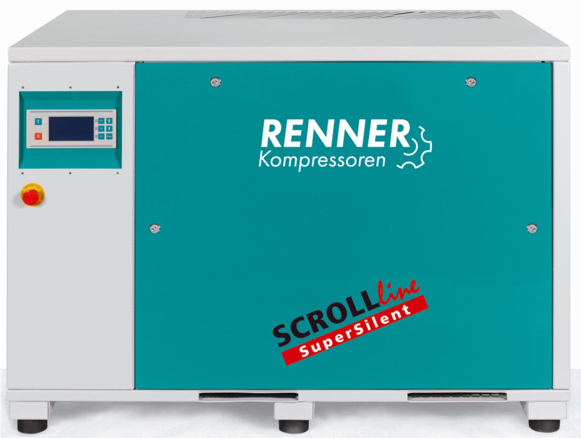 RENNER-Scrollkompressor SuperSilent SLKM-S 16,5 10 bar als Mehrfachanlage mit Kältetrockner-Ölfrei