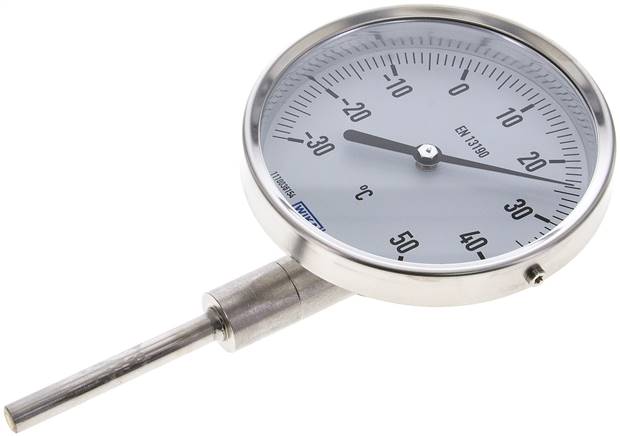 Bimetallthermometer, senkrecht D100/-30 bis +50°C/63mm, Edelstahl