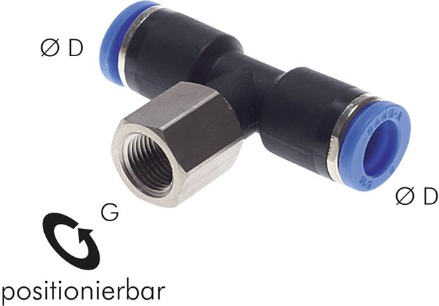 T-Steckanschluss, Innengew. G 1/4"-4mm, IQS-Standard