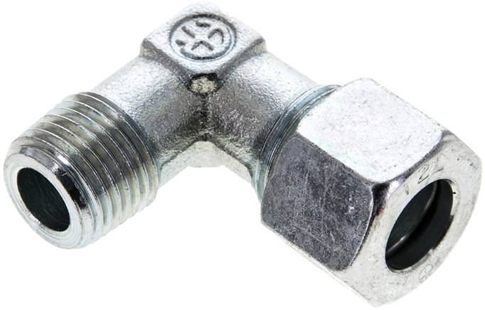 Winkel-Schneidringverschraub. M 16x1,5 (konisch)-12 L (M18x1,5), Stahl verzinkt