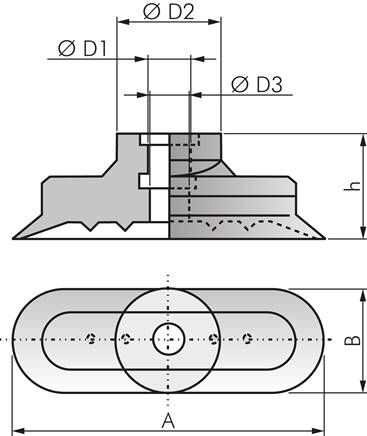 Ovalsauger, 18 x 6mm, Hub 1mm, Silikon (60A, transparent)