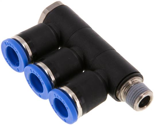 Steck-Mehrfachverteiler, 3-fach R 1/8"-8mm, IQS-Standard