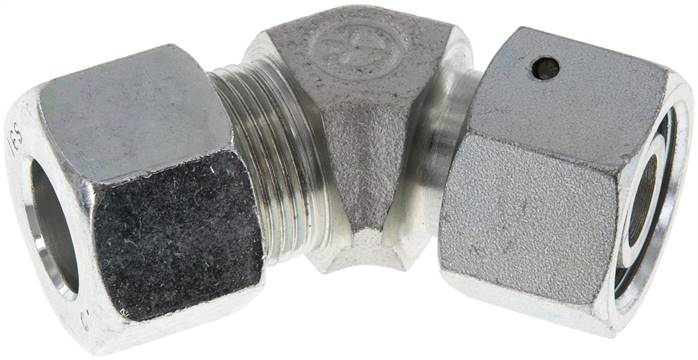 Einstellb. 45°-Schneidringverschraubung 16 S (M24x1,5), Stahl verzinkt, mit Dichtkegel und O-Ring