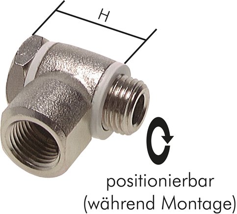 Winkel-Verschraubung G 1/2" AG/IG, Messing vernickelt, Hohlschraube