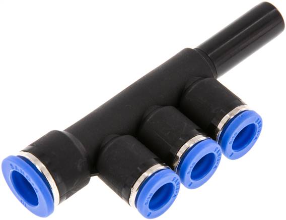 Steckanschluss-Mehrfachvert. 10mm-8mm, IQS-Standard, Steckanschluss 3 Abgänge