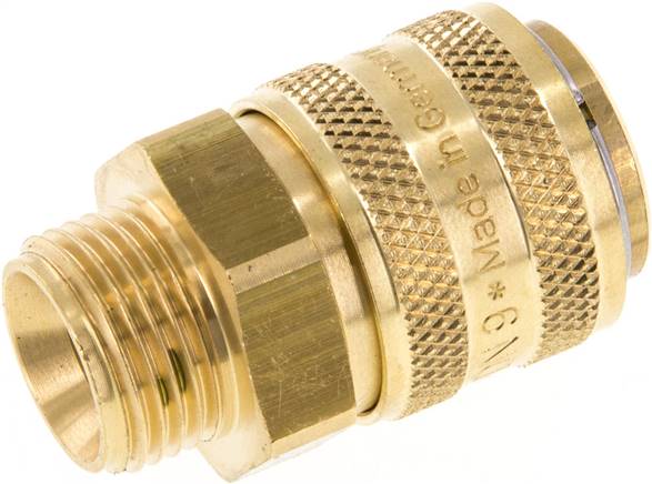 Temperier-Schnellkupplung 13mm Zapfen,G 3/8"(AG), für Stecker beidseitig absperrend