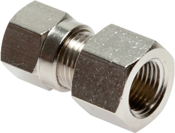 Aufschraub-Schneidringverschr. 6 LL (M10x1)-G 1/4", Messing vernickelt