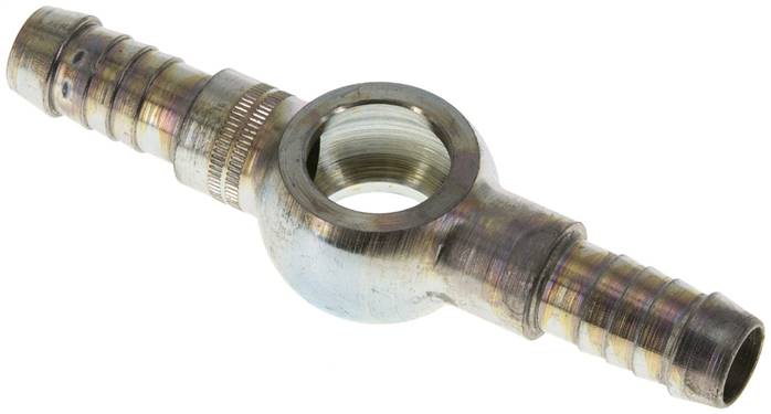 Doppel-Schlauchnippel 14mm Ring, 9 - 10mm, Stahl verzinkt