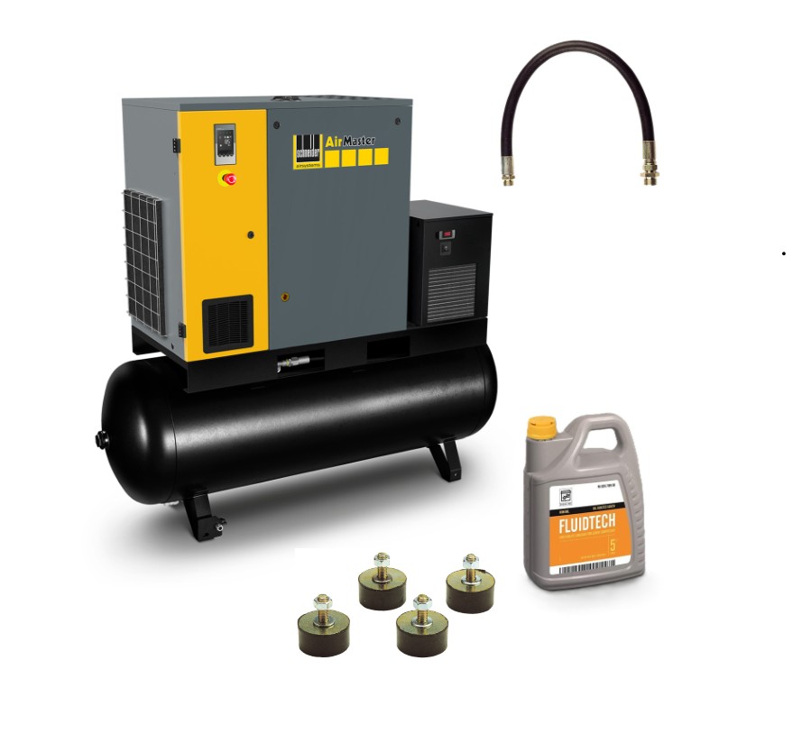 AKTION-SET Schneider Schraubenkompressor AM P 7-10-270 XVSBDK PRO+Servicekit+Qualitätsöl+Verbindungsschlauch+Gummischwingelemente