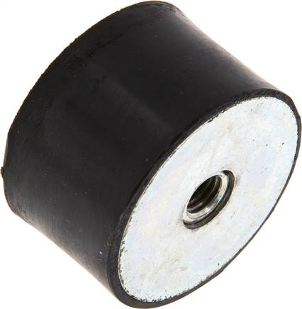 Gummi-Metall-Puffer beidseitig mit Innengewinde M 8 (7 tief), D= 40 - H= 25 mm