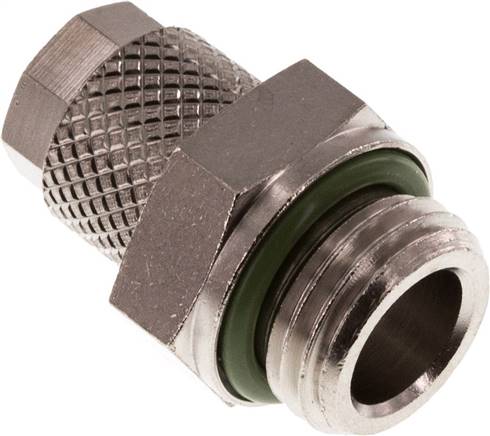 Gerade Verschraubung G 1/4"-6x4mm, Messing vernickelt, Dichtung FKM