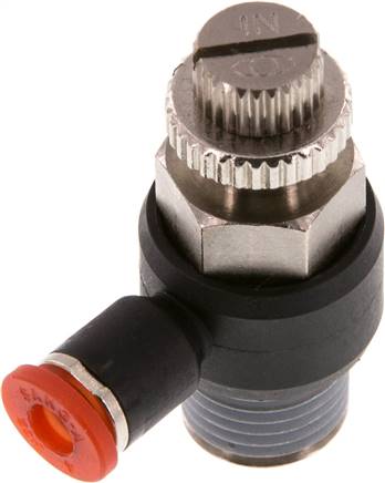 Winkel-Drosselrückschlagventil R 1/4"-4mm,zuluftregelnd