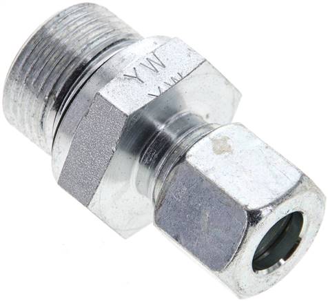 Gerade Schneidringverschr. M 22x1,5-10 L (M16x1,5), Stahl verzinkt, Dichtung FKM