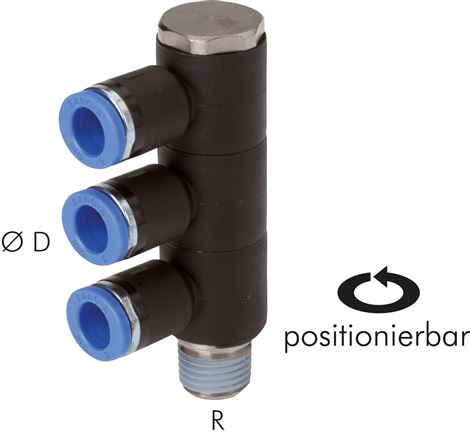 Steck-Mehrfachverteiler, 3-fach R 1/4"-8mm, IQS-Standard