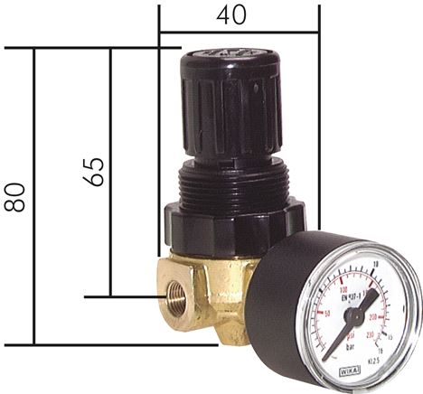 Mini-Druckregler G 1/8", 0,1 - 3 bar, nicht rücksteuerbar