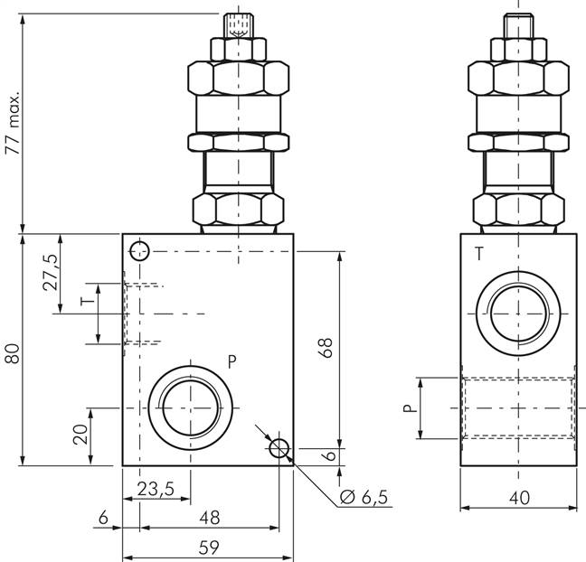 Druckbegrenzungsventil G 3/4", max. 250 bar, max. 80 l/min