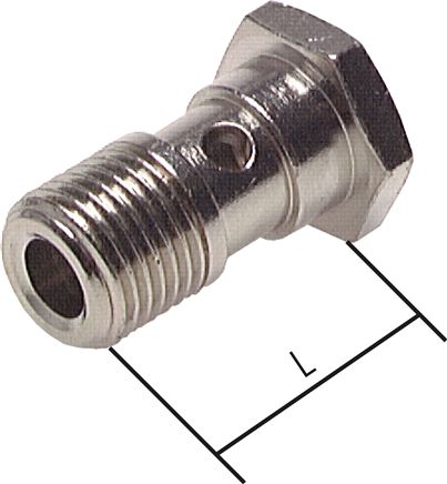 Hohlschraube, 1-fach G 1/4"-25,0mm, Messing vernickelt