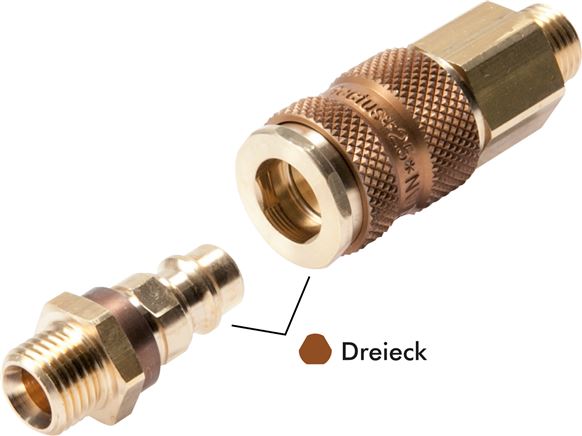 Kupplungsstecker (NW7,2) 9 (3/8")mm Schlauch, braun, Dreieck 12,5 mm
