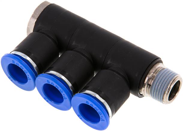 Steck-Mehrfachverteiler, 3-fach R 3/8"-12mm, IQS-Standard
