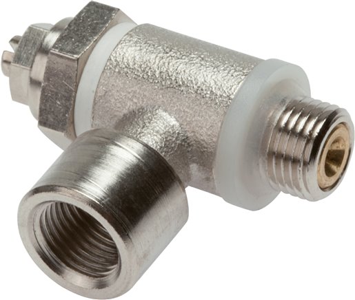 Drosselrückschlagventil G 1/8", zuluftregelnd (A), Messing, Schlitzschraube und Kontermutter