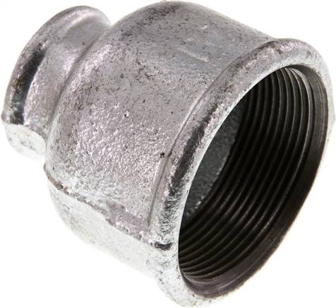 Rundmuffe Rp 2"-Rp 1", Temperguss verzinkt