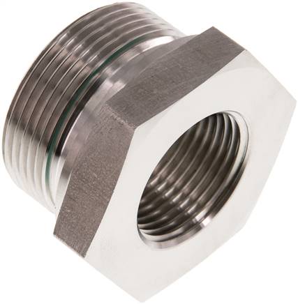 Hydraulik-Reduzierung G 1-1/2"(AG)-G 1"(IG), 1.4571, Elastomerdichtung