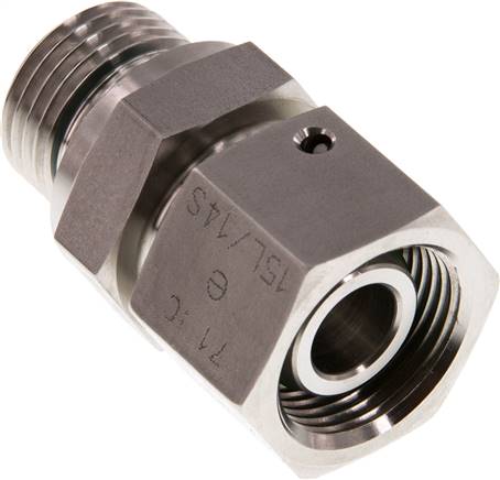 Einstellb. Schneidringverschr. G 1/2"-15 L, 1.4571, mit Dichtkegel und O-Ring