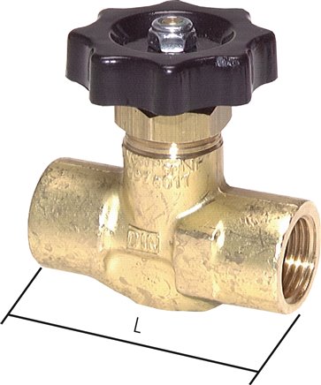 Nadel-Absperrventil, Messing, G 1-1/4" (IG), 0 bis 100bar