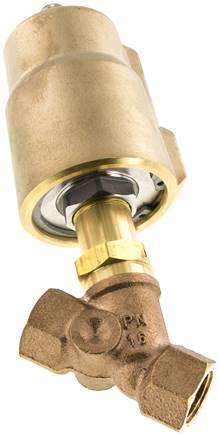 Schrägsitzventil Messing, G 1/2", geschlossen, Spindelabdichtung aus PTFE