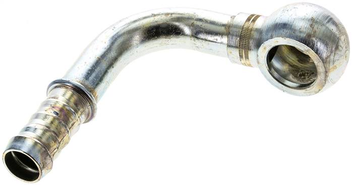 90°-Schlauchnippel 18mm Ring, 14 - 15mm, Stahl verzinkt