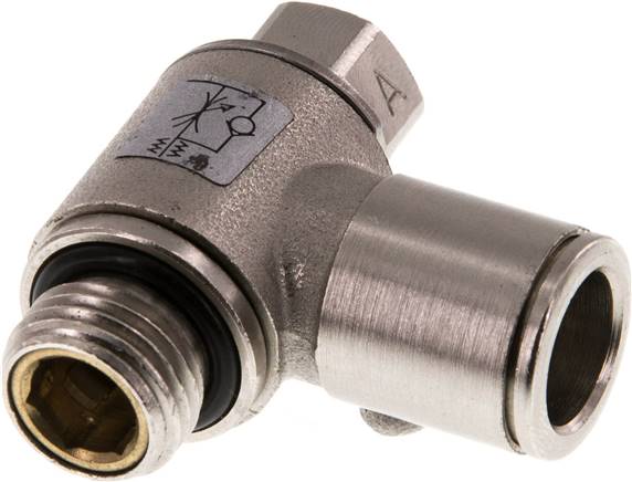 Winkel-Drosselrückschlagventil G 1/4"-10mm,zuluftregelnd, Messing