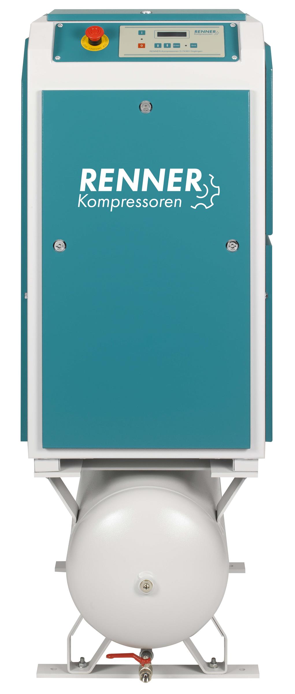 RENNER-Kompressor RSDKF-PRO 5,5 90L Behälter inkl. Kältetrockner - frequenzgeregelte Schraube