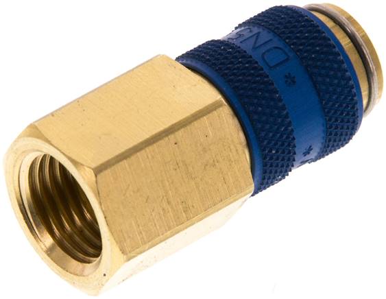 Schnellkupplung (NW5) G 1/4"(IG), Messing, blau