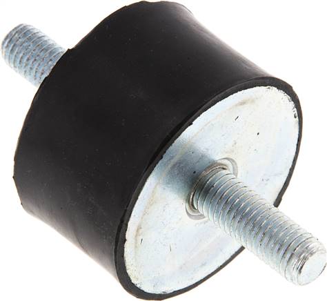 Gummi-Metall-Puffer beidseitig mit Gewindestift M 10 x 28, D= 50 - H= 30 mm
