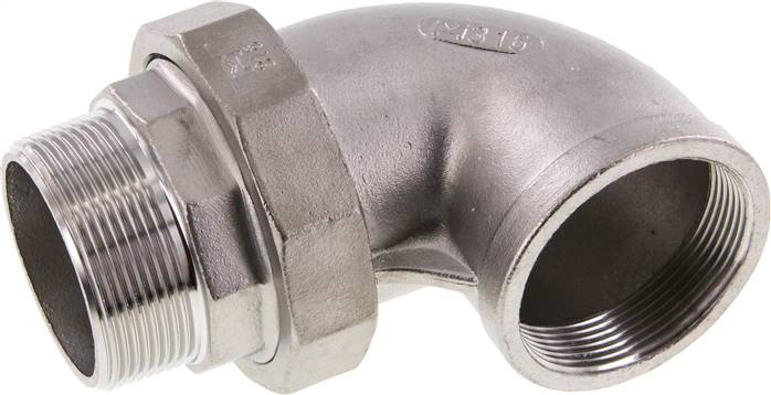 Winkel-Verschraubung flach dichtend Rp/R 2"(IG/AG), Edelstahl