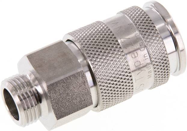 Schnellkupplung (NW10) G 3/8"(AG), 1.4404, für Stecker beidseitig absperrend
