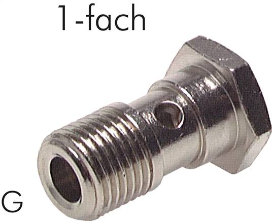 Hohlschraube, 1-fach G 1/8"-22,5mm, Messing vernickelt