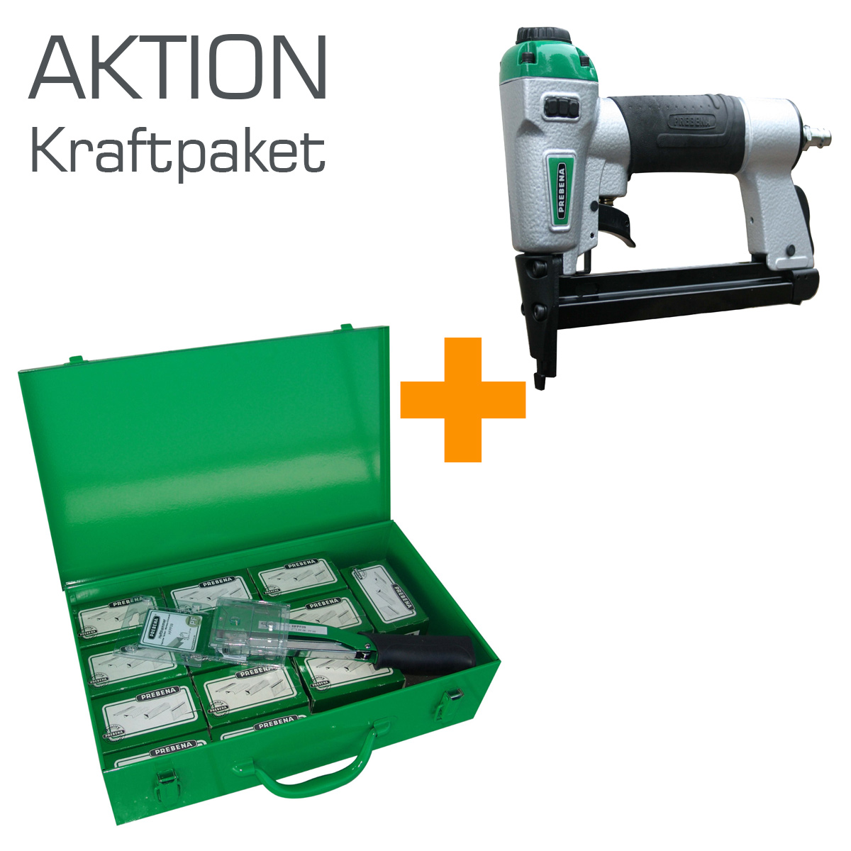 AKTION Prebena Hefthammer Kraftpaket HFPF01 + Druckluftnagler DNPF16