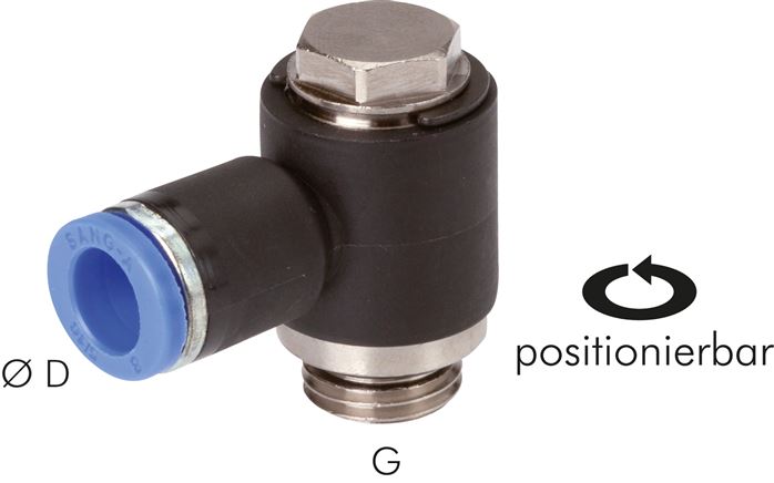 Winkel-Steckanschluss G 3/8"-8mm, IQS-Standard, während der Montage positionierbar