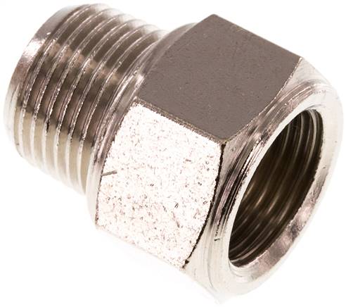 Reduziernippel R 3/8"(AG)-Rp 3/8"(IG), Messing vernickelt