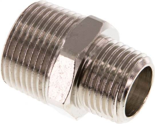 Doppelnippel R 3/4"-R 1/2", Messing vernickelt