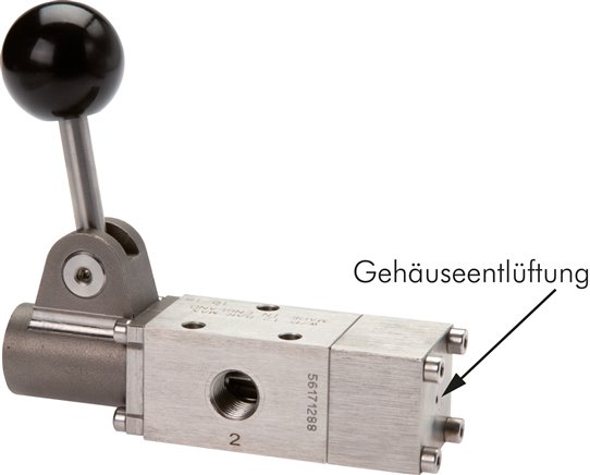 5/2-Wege-Handhebelventil, G 1/4" , Raste