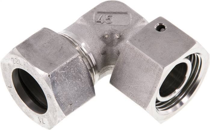 Einstellb. Winkel-Schneidringverschr. 22 L (M30x2), 1.4571, mit Dichtkegel und O-Ring