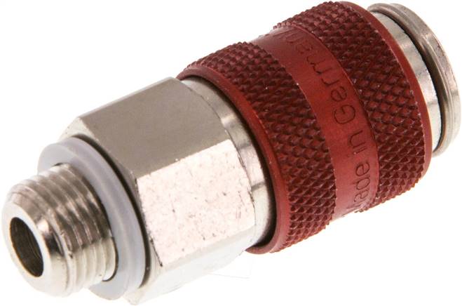 Schnellkupplung (NW5) G 1/8"(AG), Messing vernickelt, rot