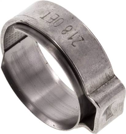 1-Ohr-Schlauchschelle 18,8 - 21,1mm, Edelstahl