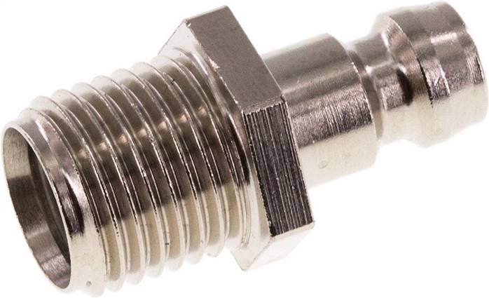 Temperierkupplungsstecker 9mm Zapfen,G 1/4"(AG), beidseitig absperrend