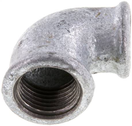 90°-Winkel Rp 1/2"-Rp 3/8", Temperguss verzinkt