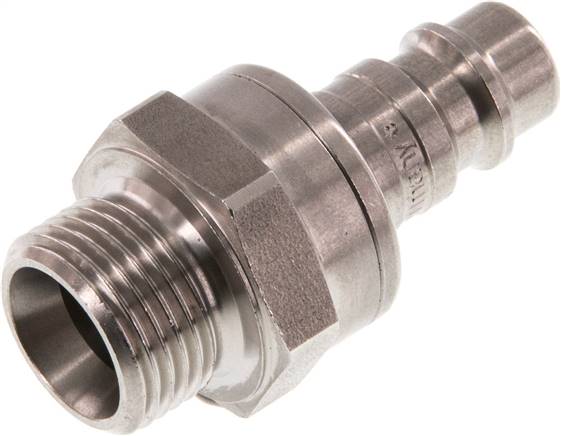 Kupplungsstecker (NW7,2) G 3/8"(AG), Edelstahl, beidseitig absperrend