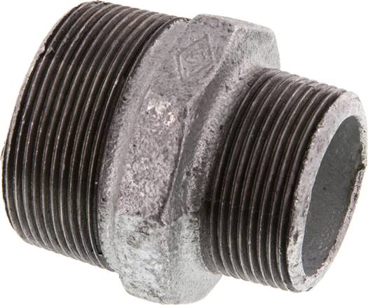Doppelnippel R 2"-R 1-1/2", Temperguss verzinkt