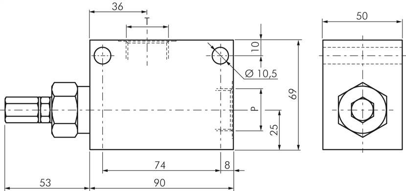 Druckbegrenzungsventil G 3/4", max. 210 bar, max. 150 l/min